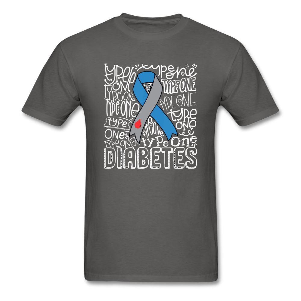 Diabetes Awareness Ribbon Word Art Artwork Unisex Softyle T-Shirt - adult t-shirt, customizable, diabetes awareness ribbon, diabetic artwork, diabetic awareness, gifts for diabet, November, shirt, SPOD, T-Shirts, type 1 diabetes, unisex