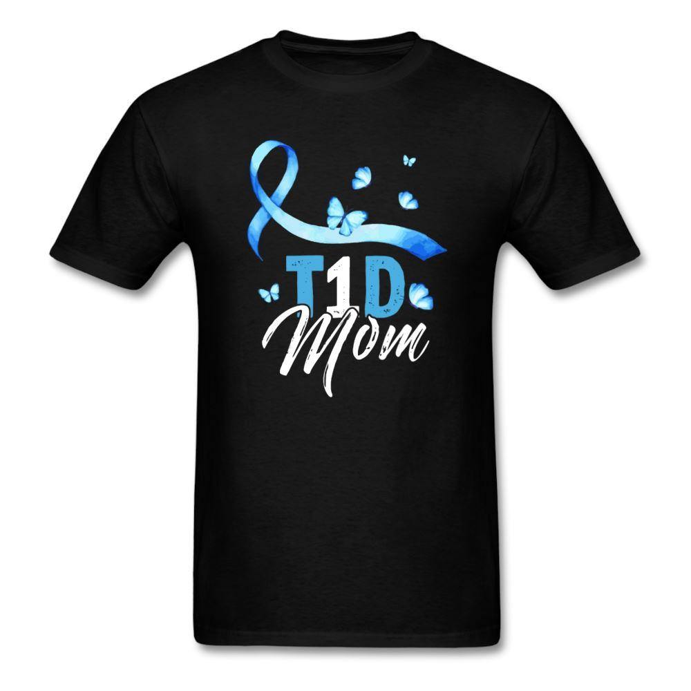 T1D Mom Blue Diabetes Ribbon Awareness Unisex Classic T-Shirt - black