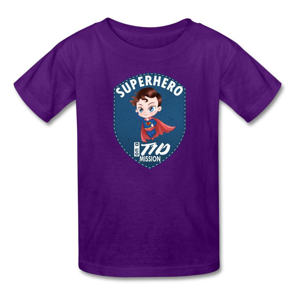 T1D superhero motivational Type 1 diabetes awareness kids T-shirt in purple