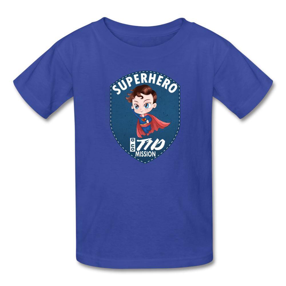 T1D superhero motivational Type 1 diabetes awareness kids T-shirt in royal blue