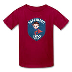 T1D superhero motivational Type 1 diabetes awareness kids T-shirt in dark red
