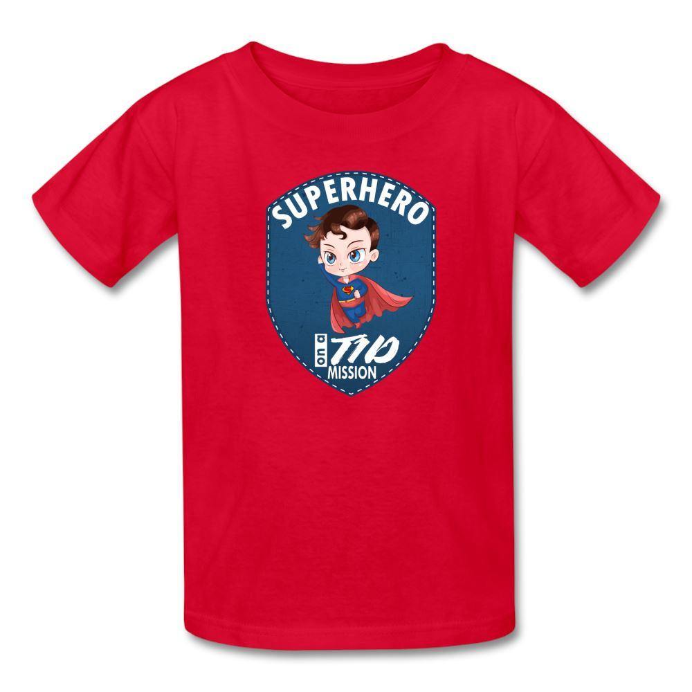 T1D superhero motivational Type 1 diabetes awareness kids T-shirt in red