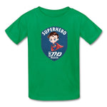 T1D superhero motivational Type 1 diabetes awareness kids T-shirt in kelly green