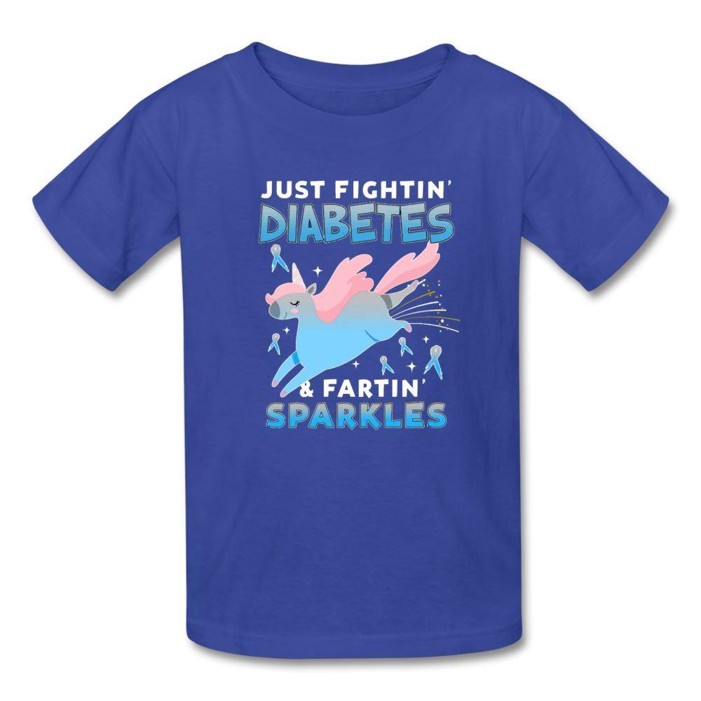 Just Fighting Diabetes & Fartin Sparkles Funny Kids' T-Shirt - royal blue