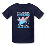Fighting Diabetes and Fartin' Sparkles funny T1D kids T-shirt in navy