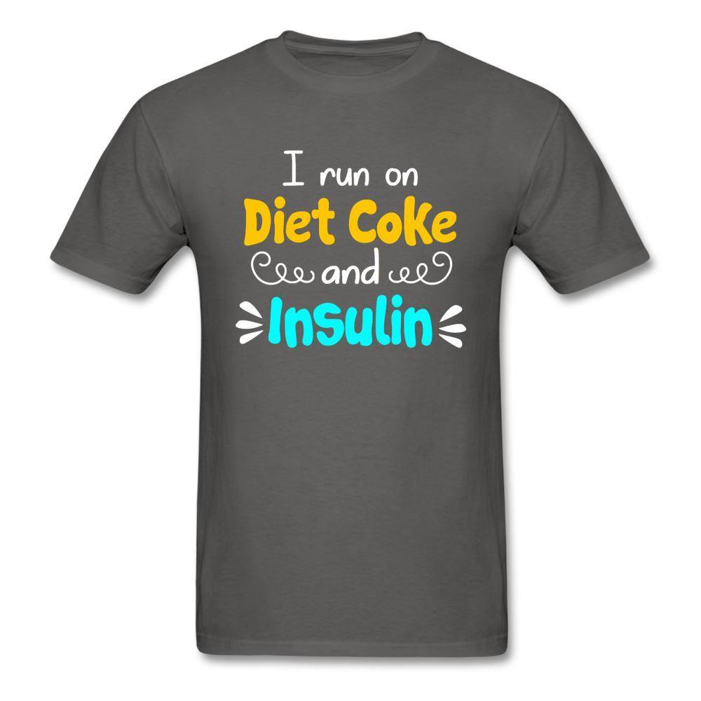 I Run On Diet Coke And Insulin Adult Funny Diabetes Awareness Unisex T-Shirt - charcoal