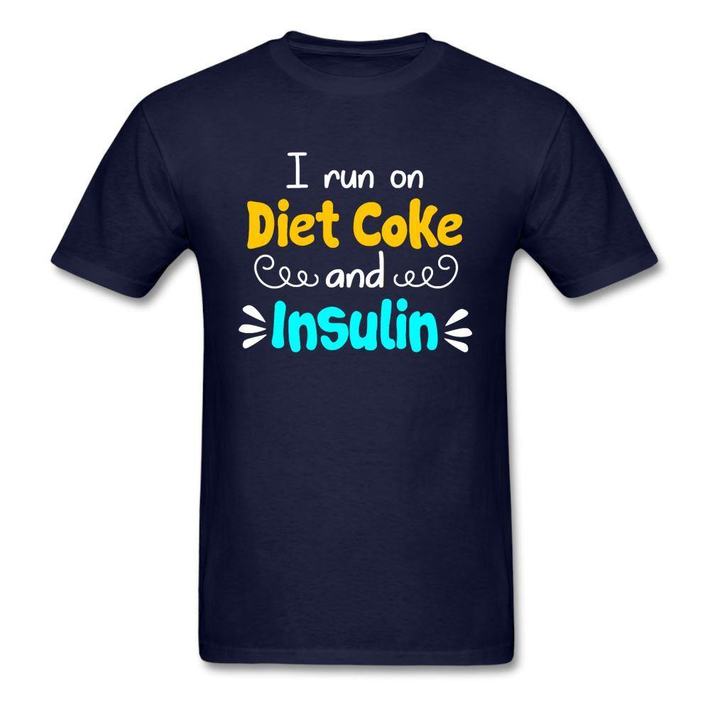 I Run On Diet Coke And Insulin Adult Funny Diabetes Awareness Unisex T-Shirt - navy