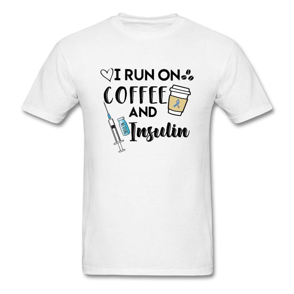 I Run On Coffee & Insulin Adult Unisex Softstyle T-Shirt - white