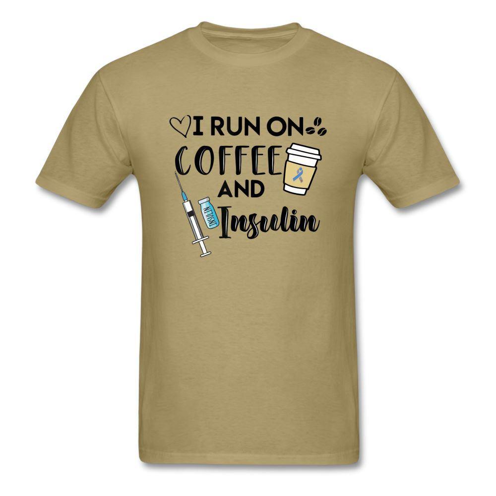 I Run On Coffee & Insulin Adult Unisex Softstyle T-Shirt - khaki