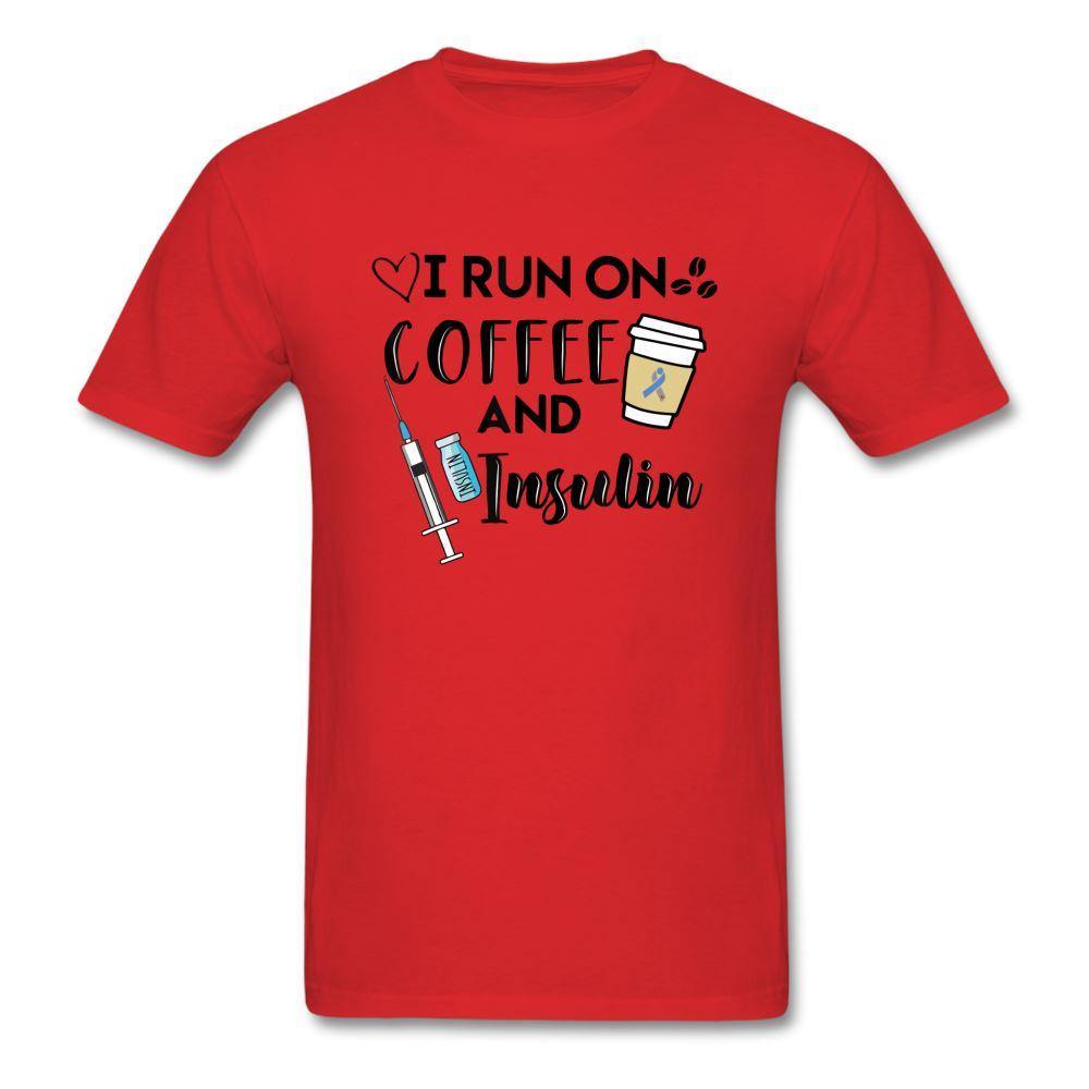 I Run On Coffee & Insulin Adult Unisex Softstyle T-Shirt - red