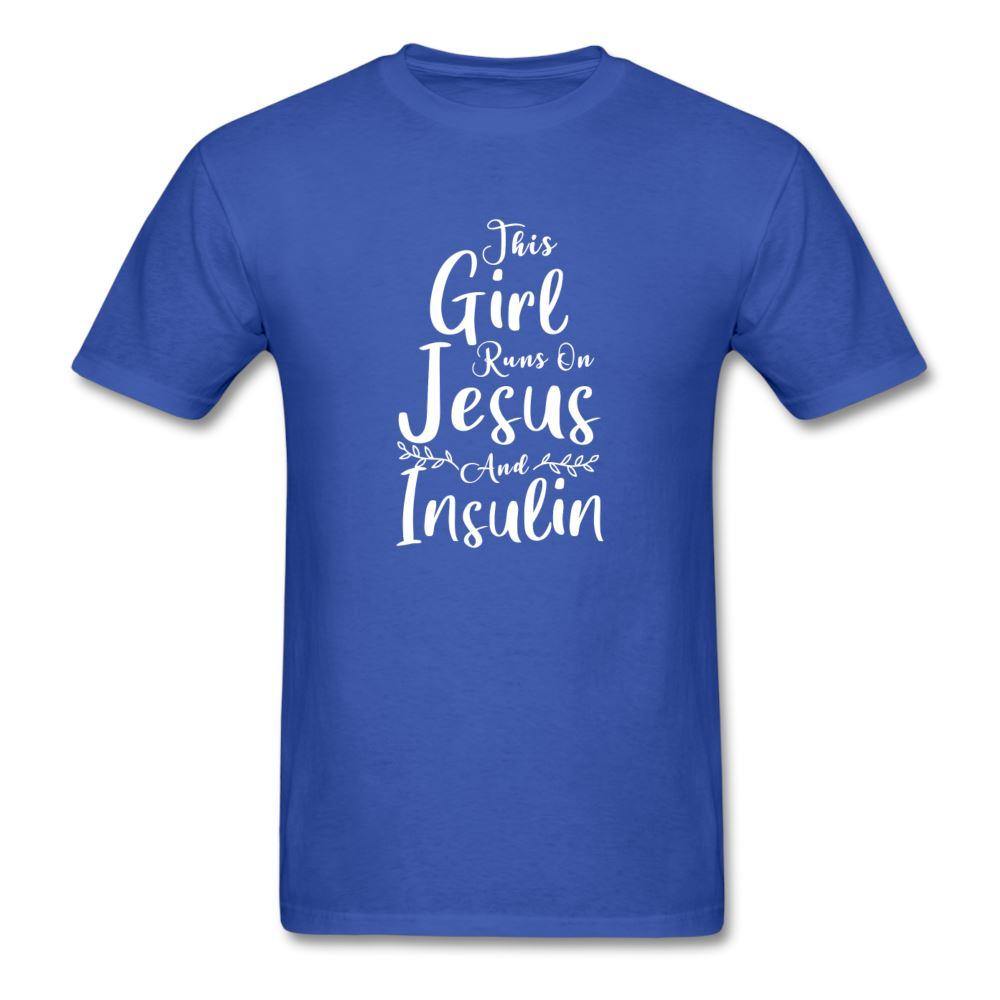This Girl Runs On Jesus And Insulin Diabetes Awareness Unisex Classic T-Shirt - royal blue