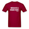 Insulin Is A Human Right Diasbetes Awarness Adult Unisex Classic T-Shirt - dark red