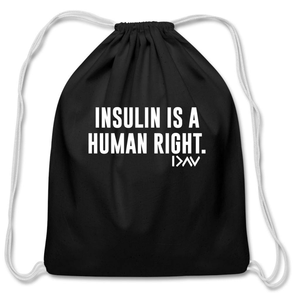 Insulin Is A Human Right Diabetic Supplies Storage Cotton Drawstring Bag - black