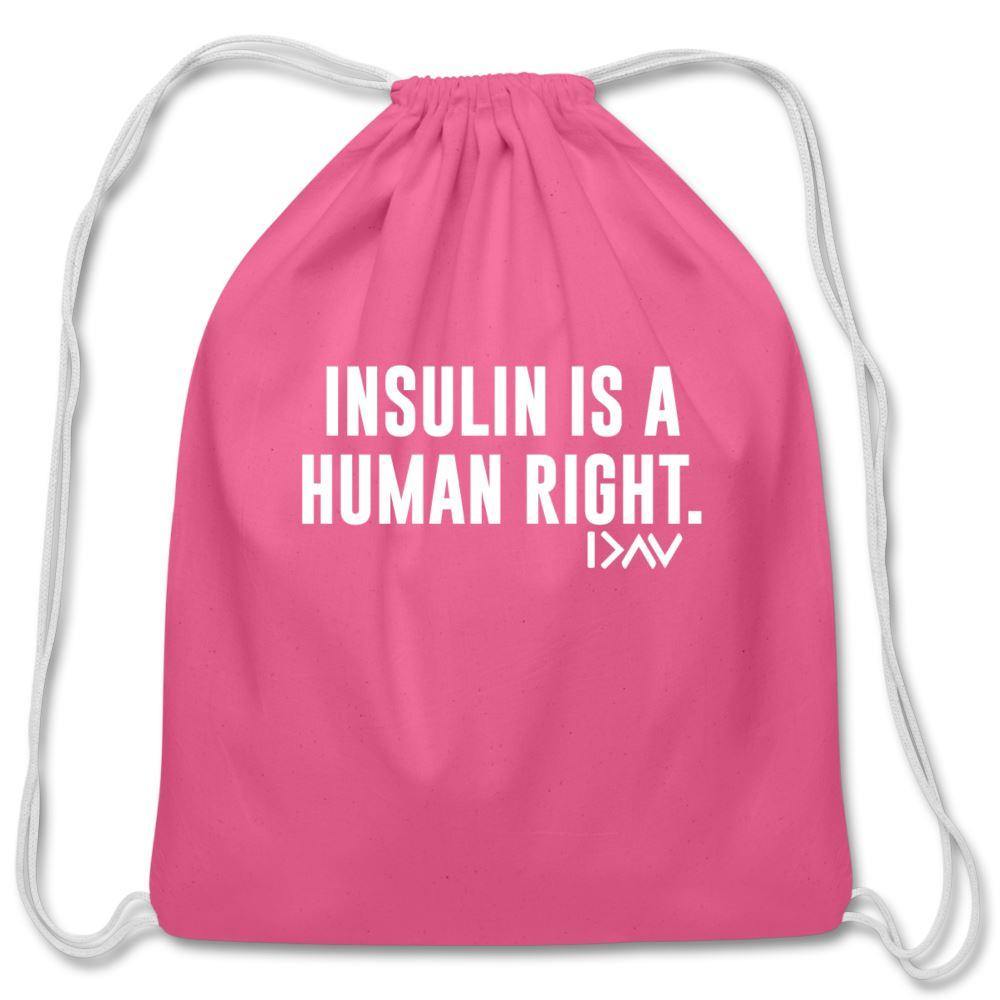 Insulin Is A Human Right Diabetic Supplies Storage Cotton Drawstring Bag - pink