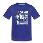 Funny Type 1 diabetes awareness kids and youth T-shirt in royal blue