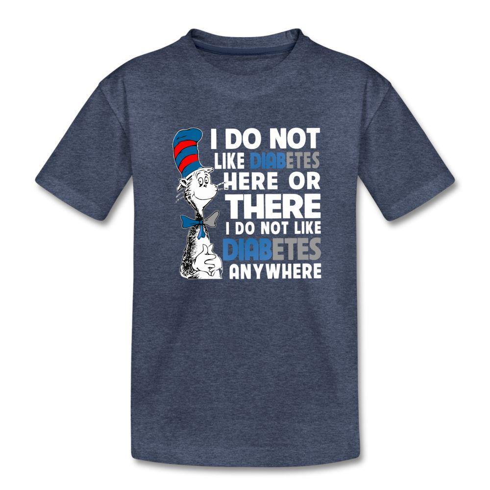 Funny Type 1 diabetes awareness kids and youth T-shirt in heather blue