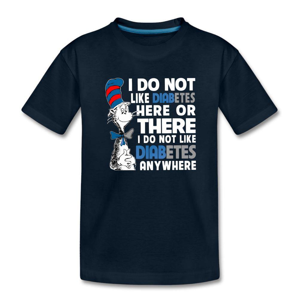 Funny Type 1 diabetes awareness kids and youth T-shirt in deep navy