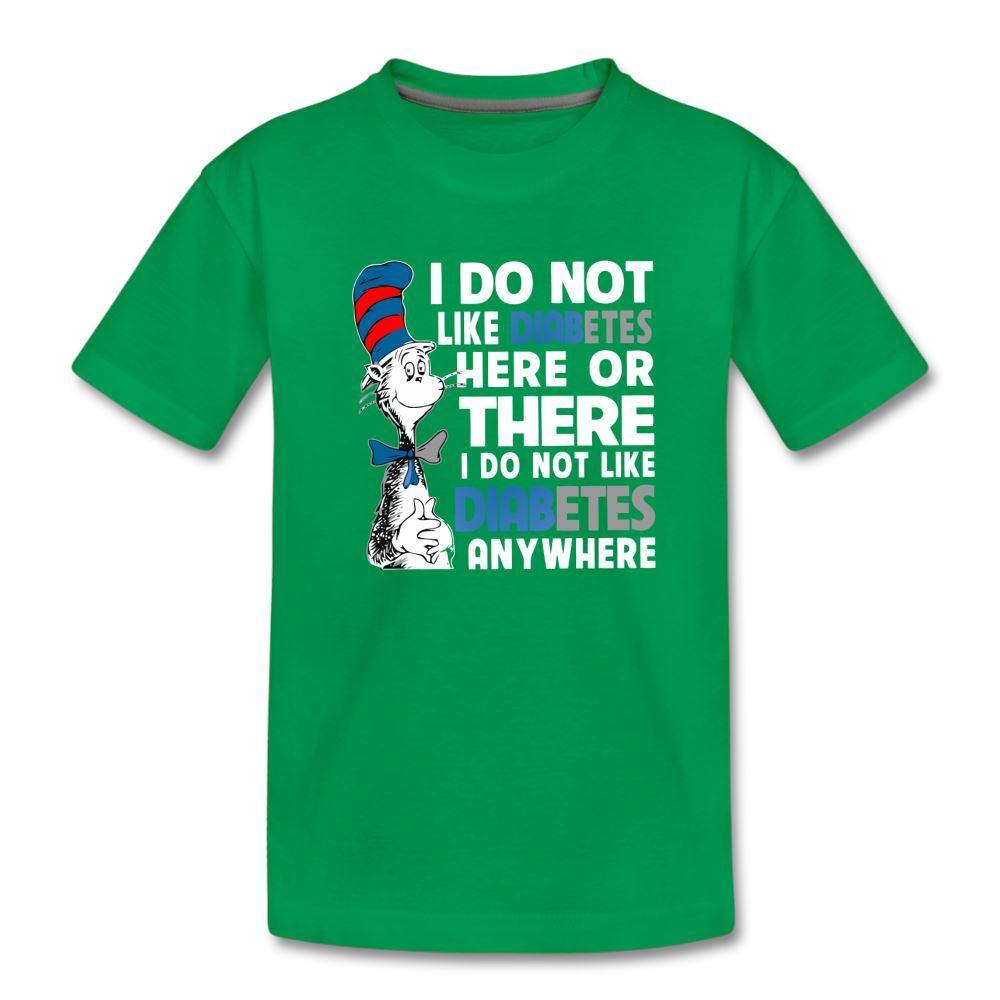 Funny Type 1 diabetes awareness kids and youth T-shirt in kelly green