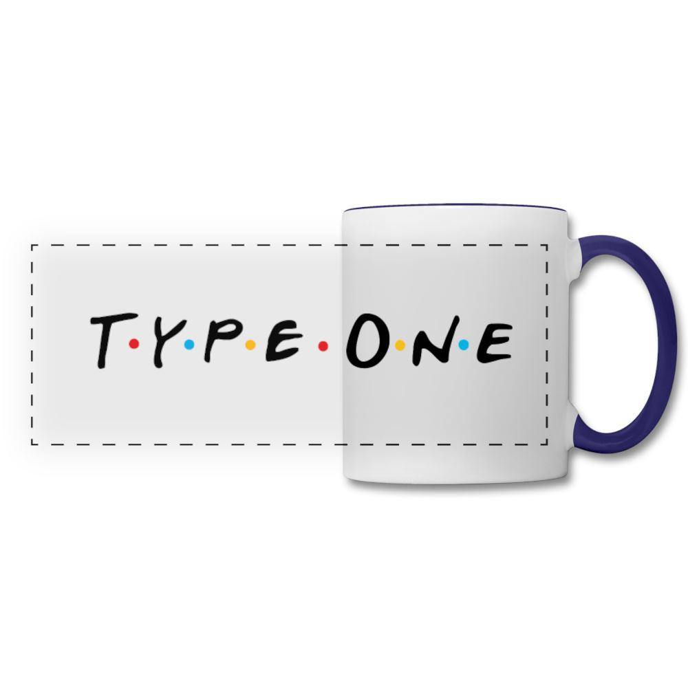 Type One Friends & Diabetes Awareness Panoramic Coffee Drink Mug - white/cobalt blue