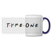 Load image into Gallery viewer, Type One Friends &amp; Diabetes Awareness Panoramic Coffee Drink Mug - white/cobalt blue