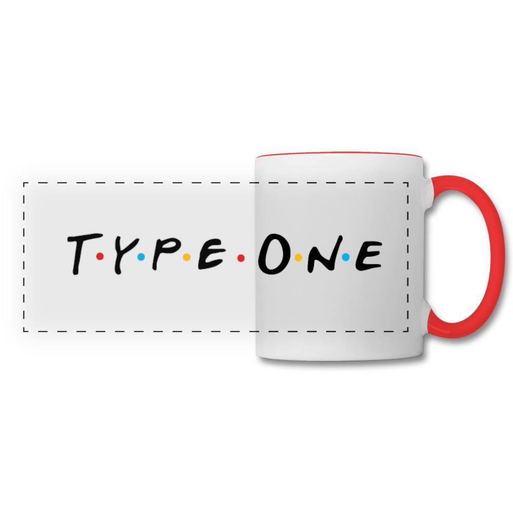 Type One Friends & Diabetes Awareness Panoramic Coffee Drink Mug - white/red