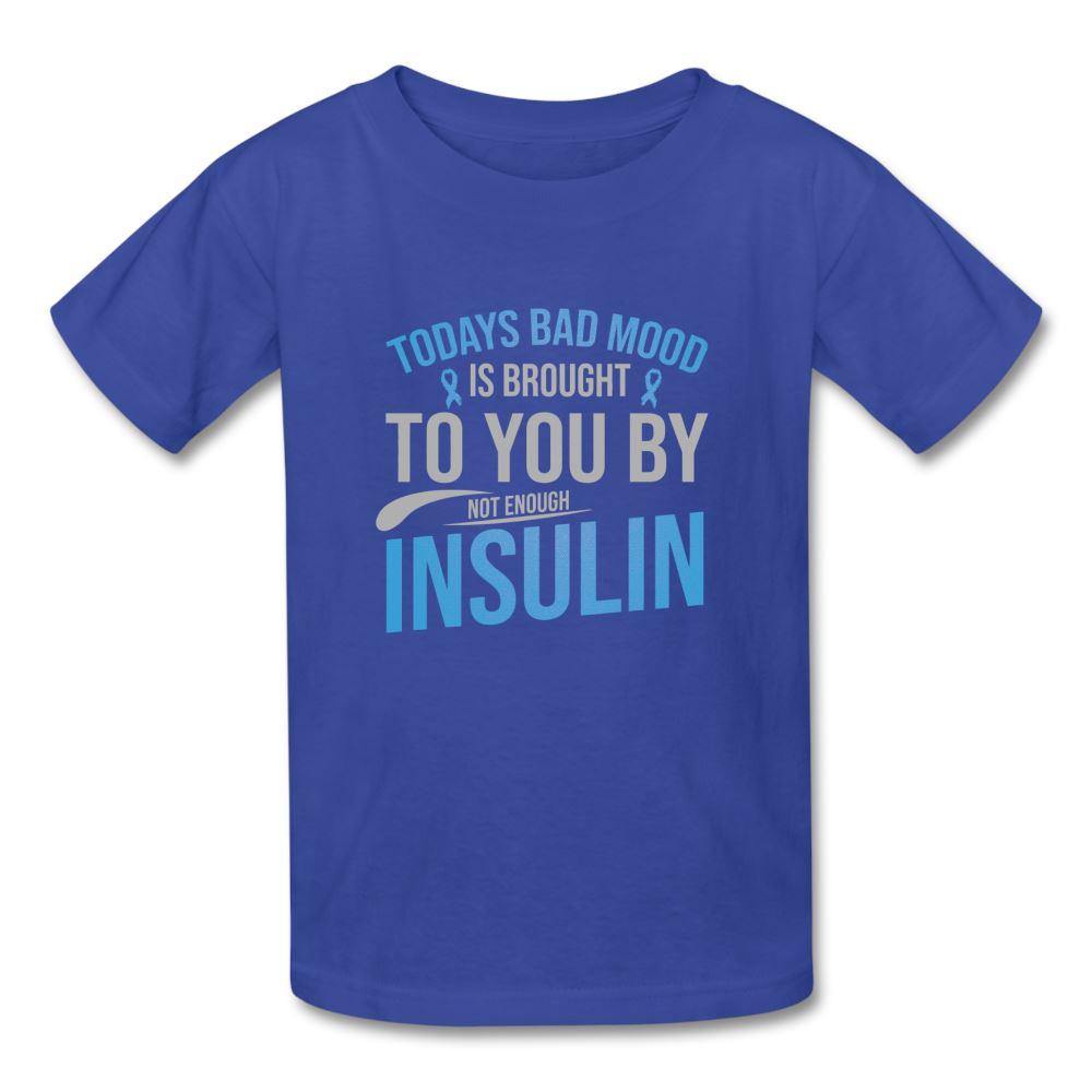 Kids Type 1 diabetes insulin humor youth T-shirt in royal blue
