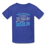 Kids Type 1 diabetes insulin humor youth T-shirt in royal blue