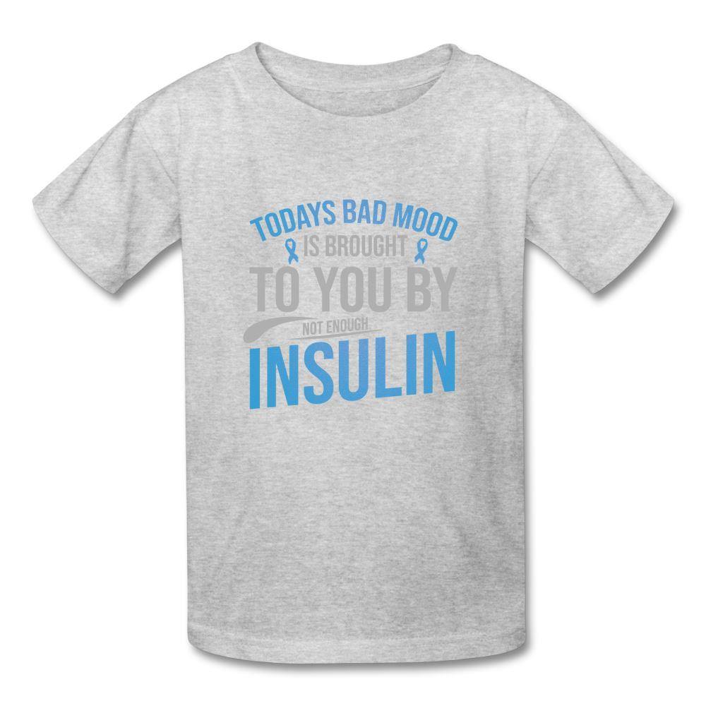 Kids Type 1 diabetes insulin humor youth T-shirt in heather gray