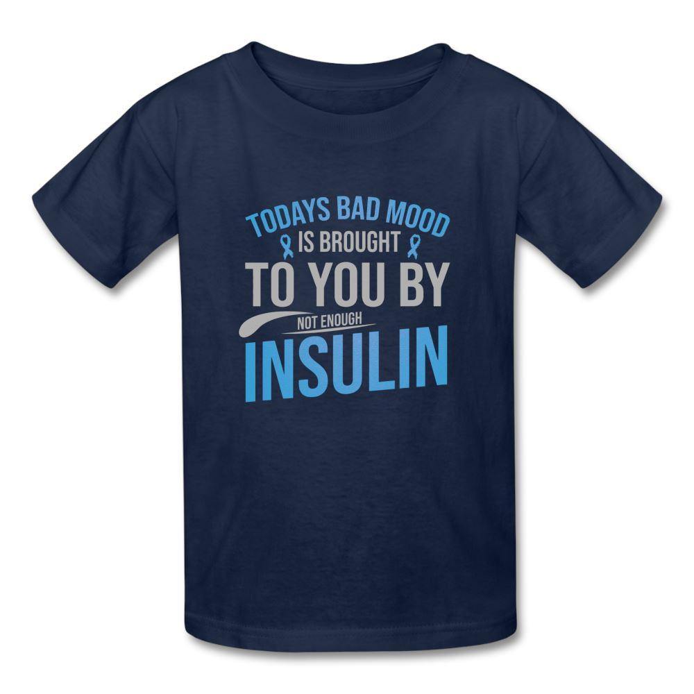 Kids Type 1 diabetes insulin humor youth T-shirt in navy