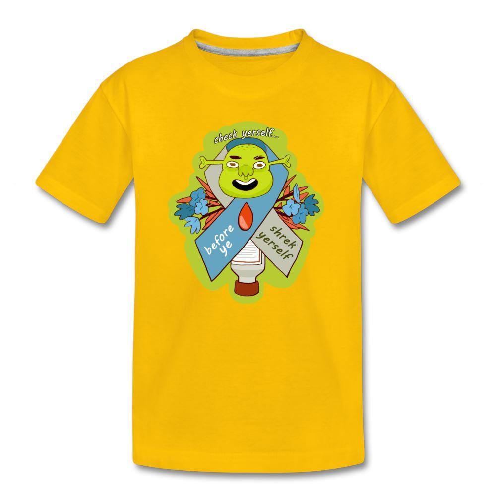 Check Yerself Or Shrek Yerself Kids Diabetes Humor T-Shirt - children, customizable, diabetic, diabetics kids shirt, funny, gifts for diabetics, kids, Kids' Shirts, shirts for, shrek, shrek yer, SPOD, t-shirt, tee shirt, Youth