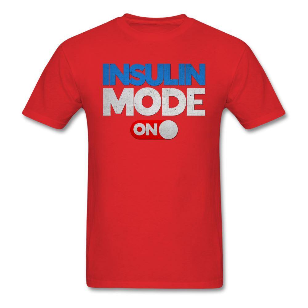 Insulin Mode "ON" Adult Diabetic Humor Unisex T-Shirt - red