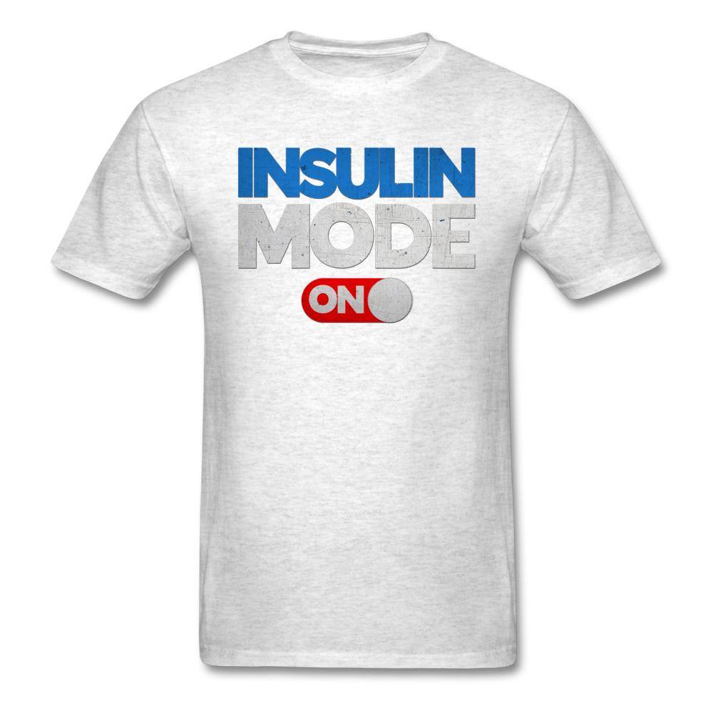 Insulin Mode "ON" Adult Diabetic Humor Unisex T-Shirt - light heather gray