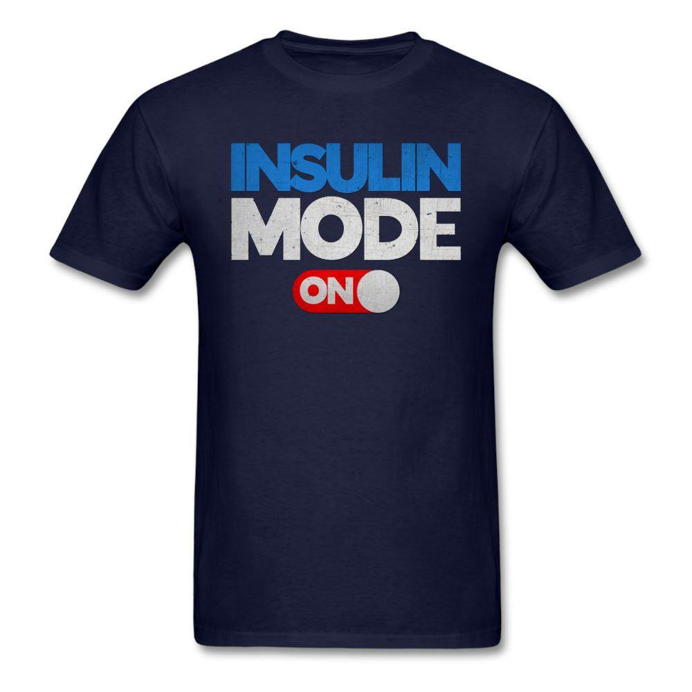 Insulin Mode "ON" Adult Diabetic Humor Unisex T-Shirt - navy