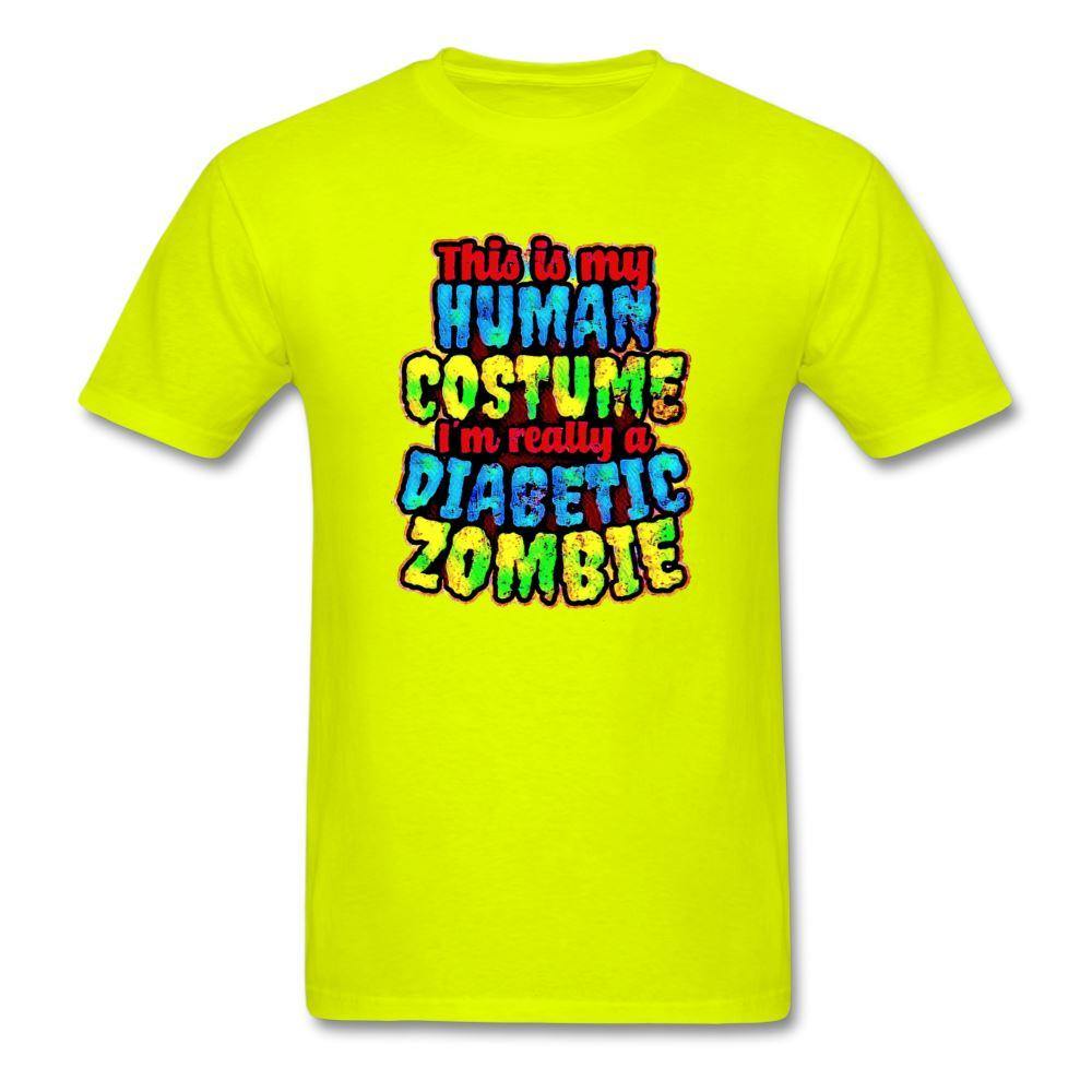 Human Costume Diabetic Zombie T-Shirt Halloween Humor : Unisex Tee Shirt - safety green