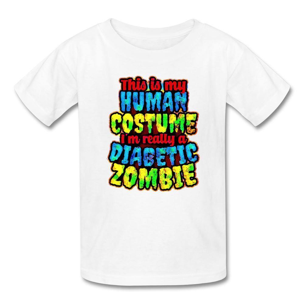 Human Costume & Diabetic Zombie Halloween Funny Youth T-Shirt - white