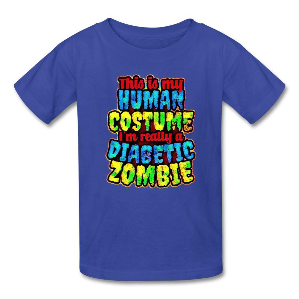 Human Costume & Diabetic Zombie Halloween Funny Youth T-Shirt - royal blue