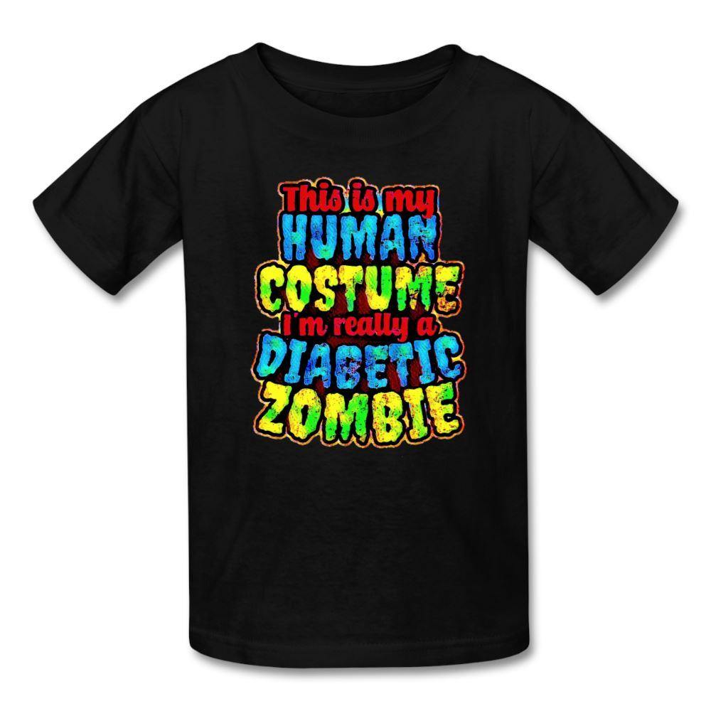Human Costume & Diabetic Zombie Halloween Funny Youth T-Shirt - black