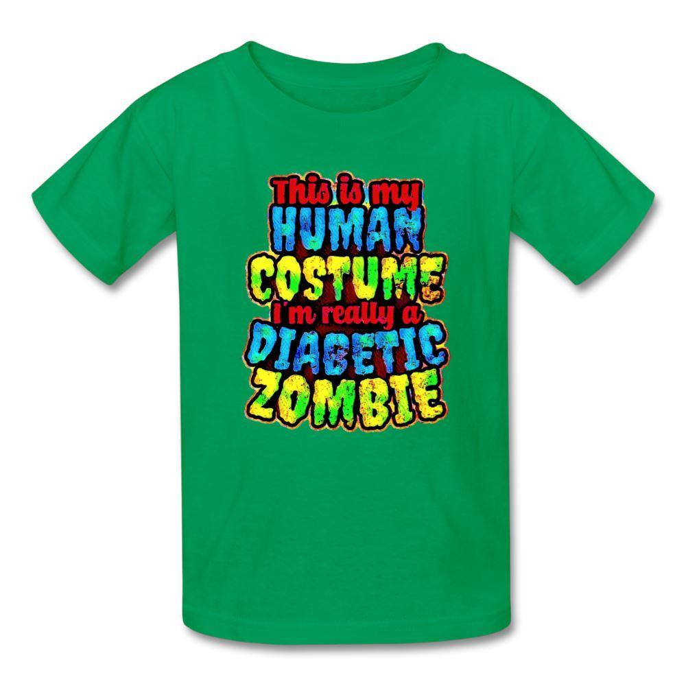 Human Costume & Diabetic Zombie Halloween Funny Youth T-Shirt - kelly green