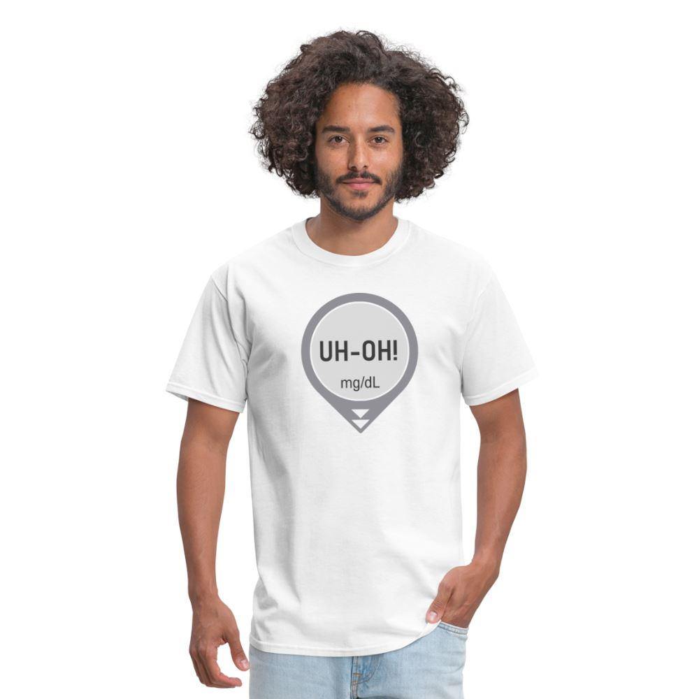 UH-OH! Dexcom Lows Alert Humor Adult Unisex T-Shirt - white