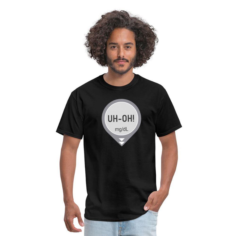 UH-OH! Dexcom Lows Alert Humor Adult Unisex T-Shirt - black