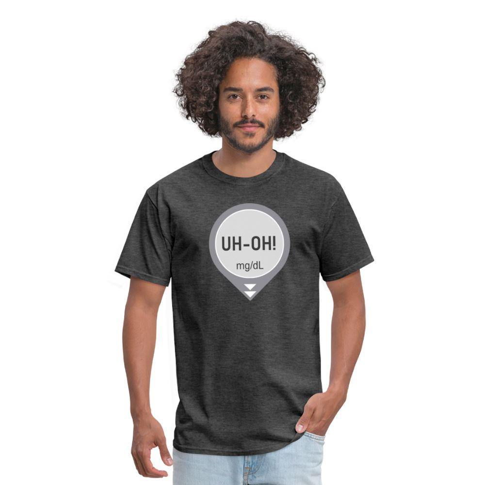 UH-OH! Dexcom Lows Alert Humor Adult Unisex T-Shirt - heather black