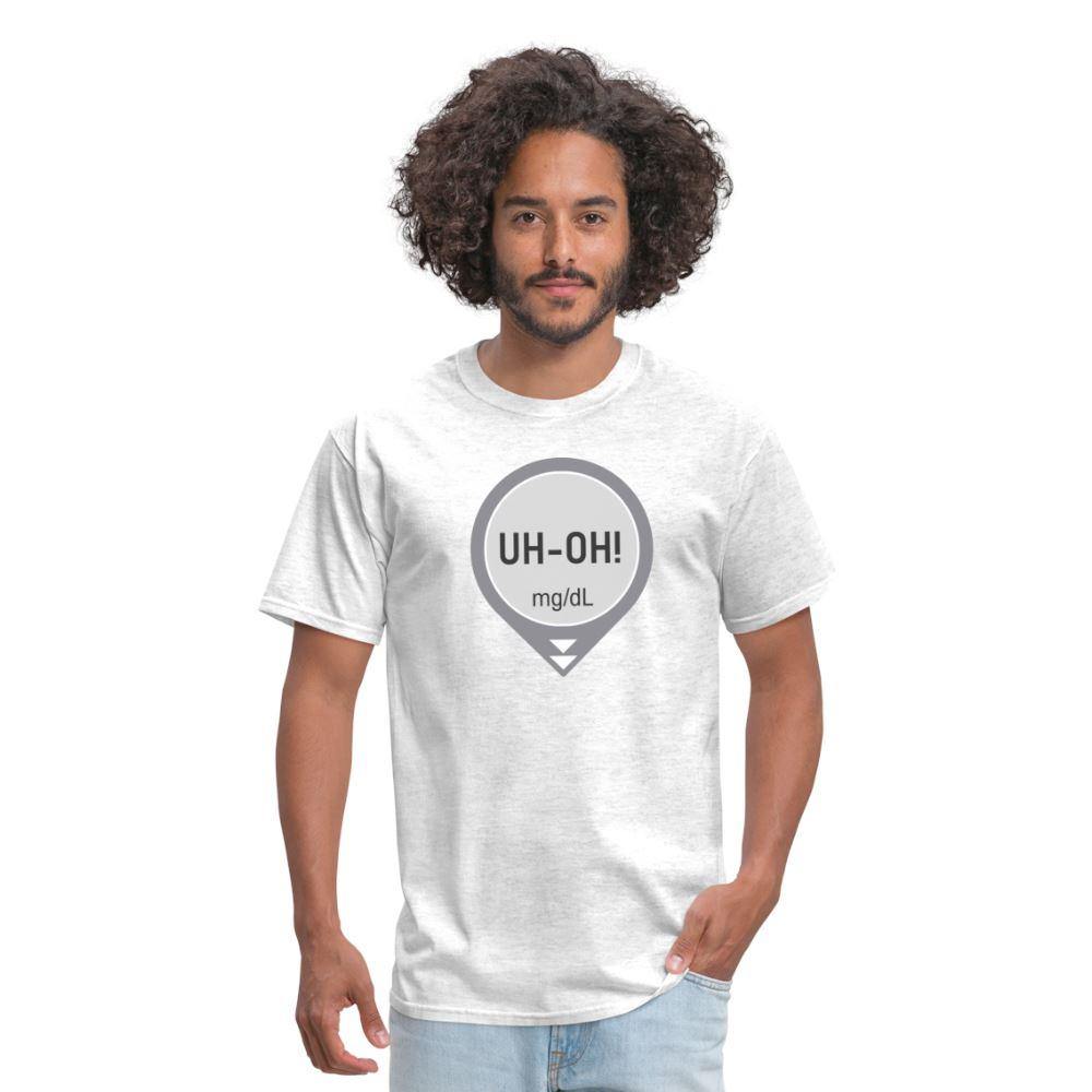 UH-OH! Dexcom Lows Alert Humor Adult Unisex T-Shirt - light heather gray