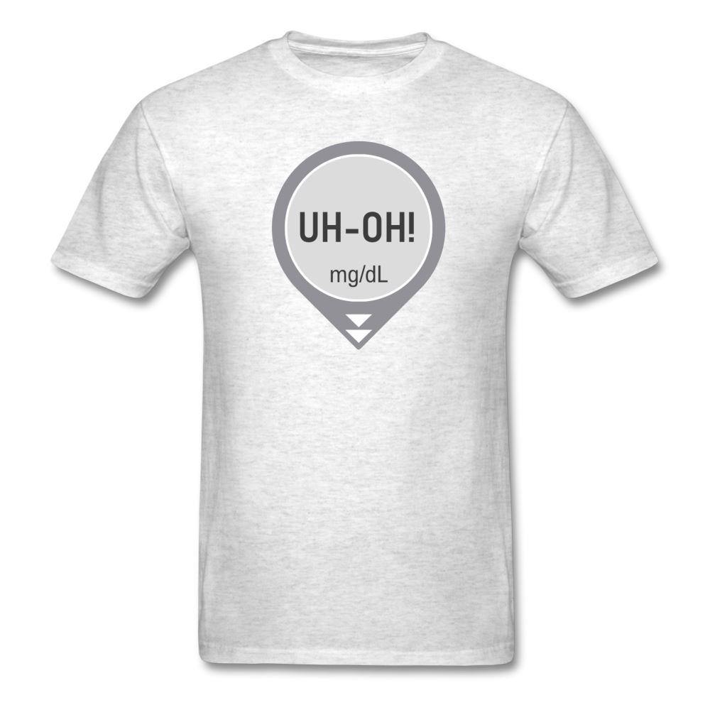 UH-OH! Dexcom Lows Alert Humor Adult Unisex T-Shirt - light heather gray
