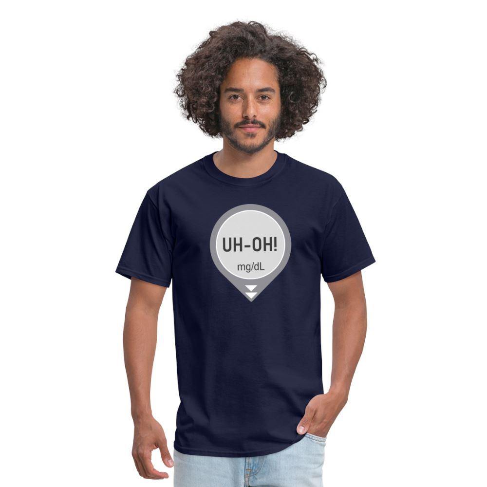 UH-OH! Dexcom Lows Alert Humor Adult Unisex T-Shirt - navy