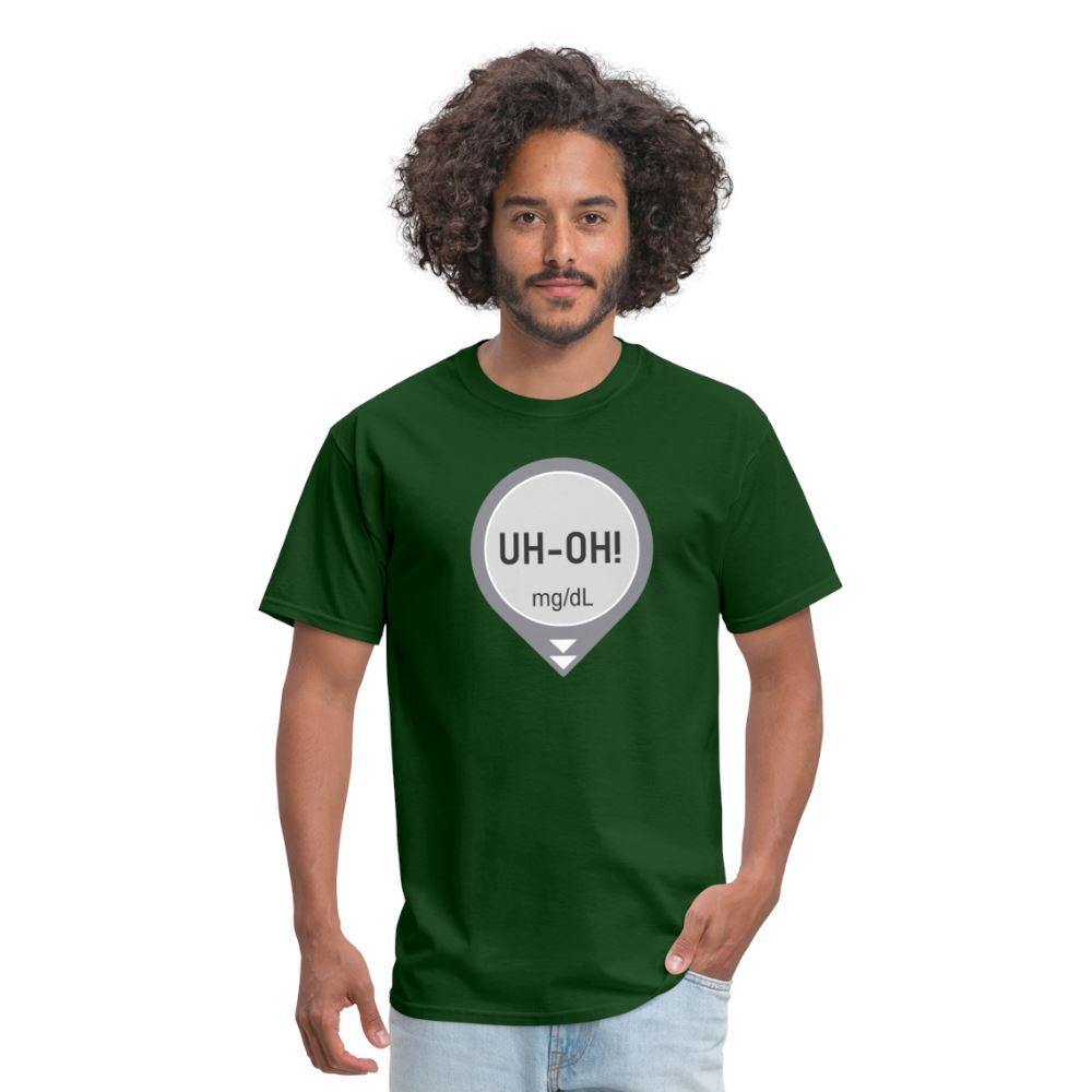 UH-OH! Dexcom Lows Alert Humor Adult Unisex T-Shirt - forest green
