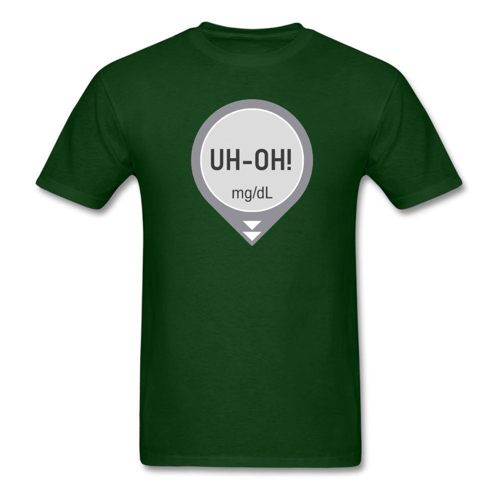UH-OH! Dexcom Lows Alert Humor Adult Unisex T-Shirt - forest green