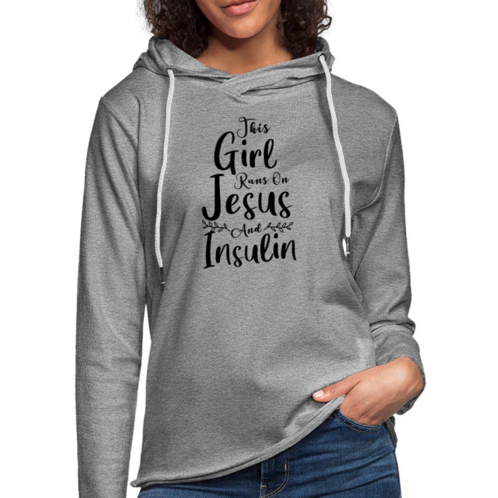 This Girl Runs On Insulin And Jesus Lightweight Terry Hoodie - heather gray