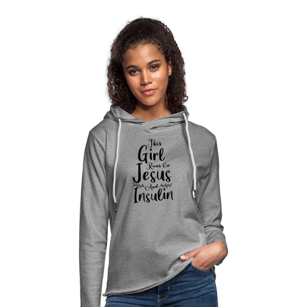 This Girl Runs On Insulin And Jesus Lightweight Terry Hoodie - heather gray