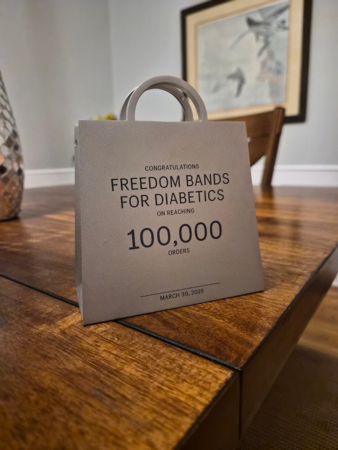 Freedom Bands For Diabetics 100,000 order milestone award